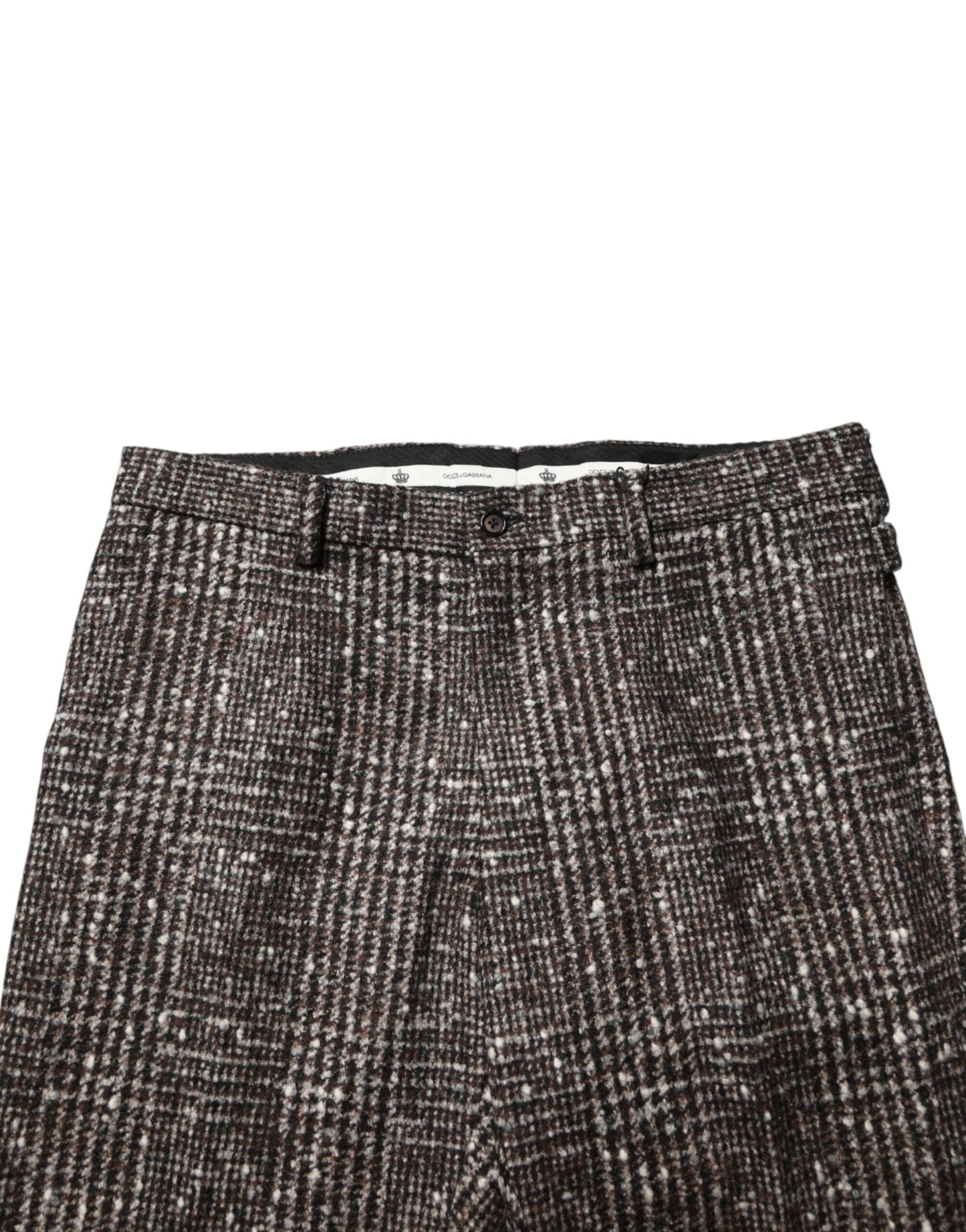 Dolce & Gabbana Brown Wool Plaid Skinny Dress Trouser Pants