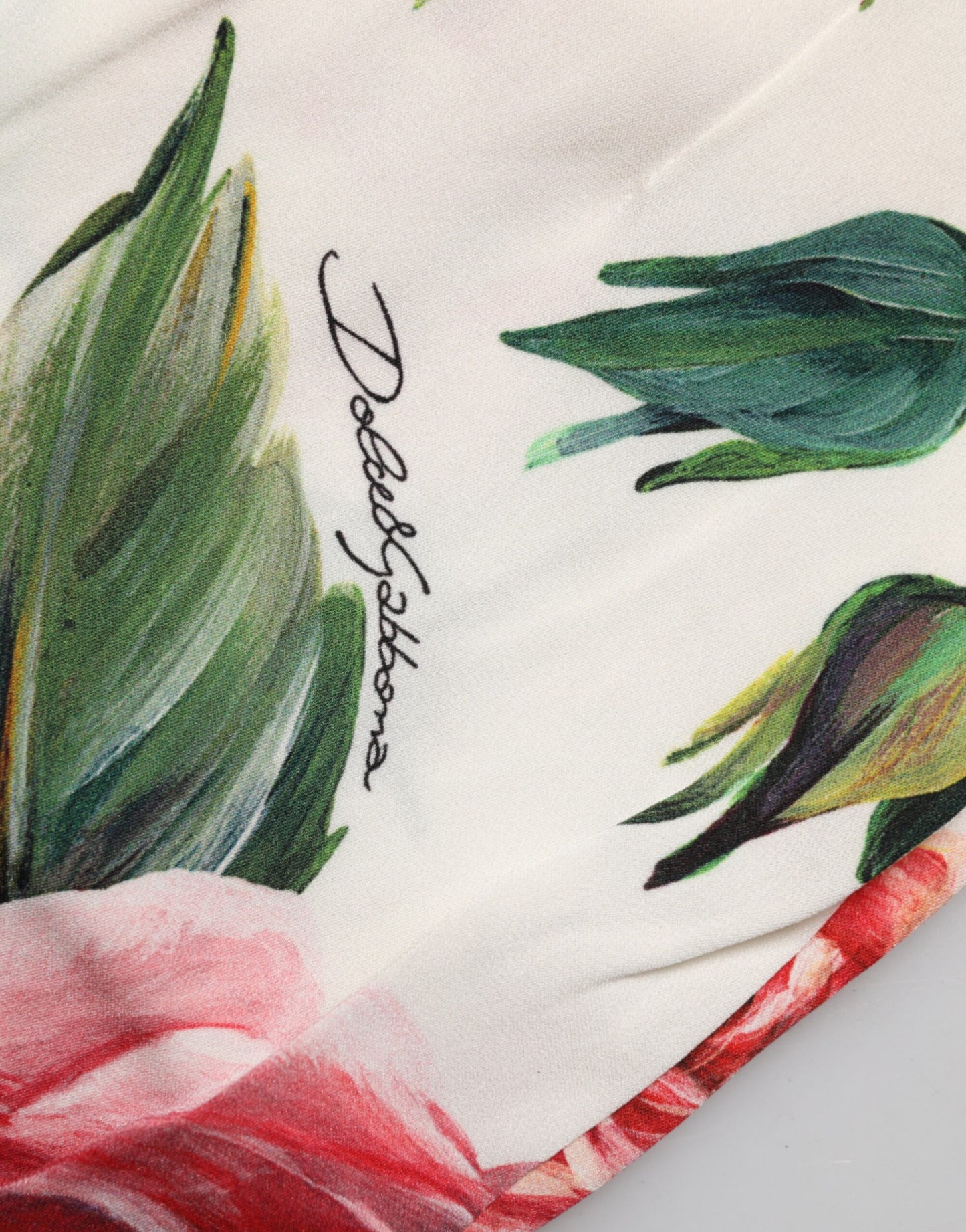 Dolce & Gabbana White Floral Leggings Stretch Waist Pants