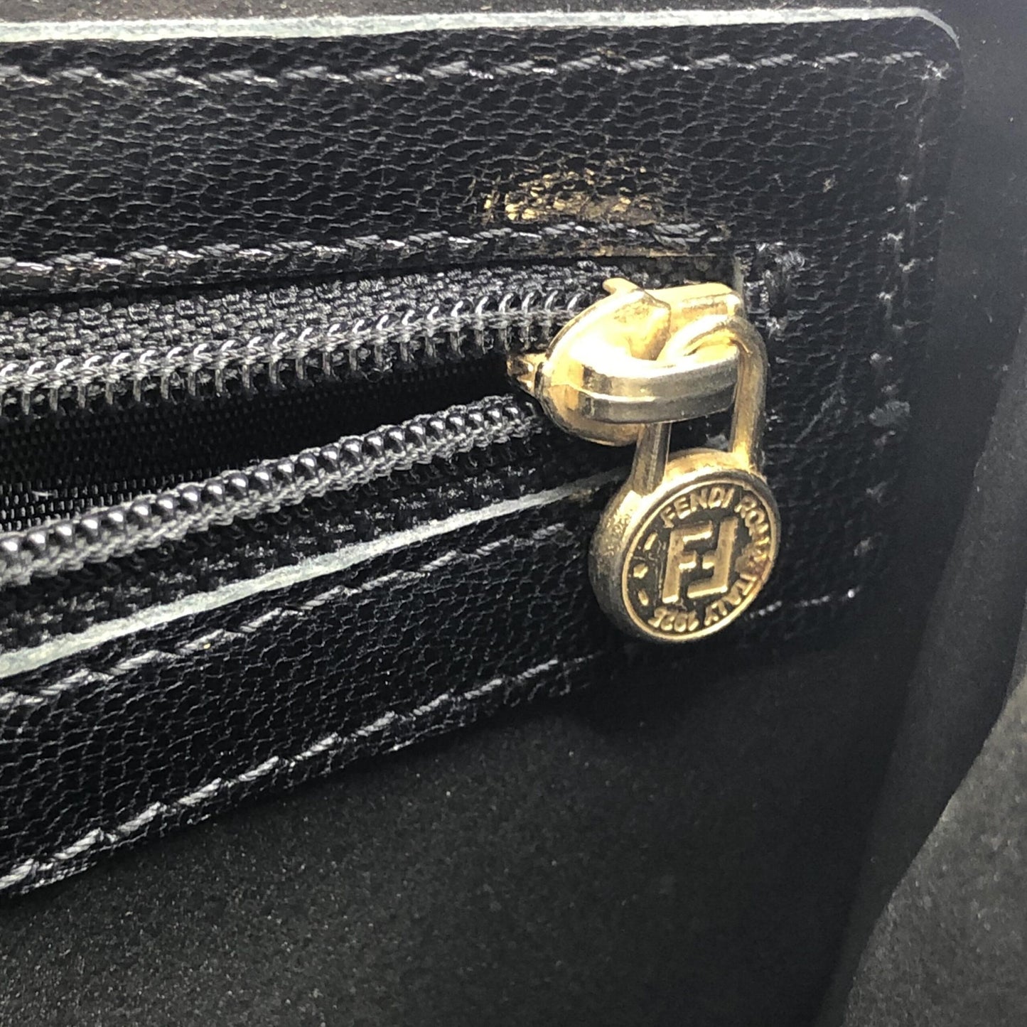 Fendi Black Leather Handbag With Gold Hardware