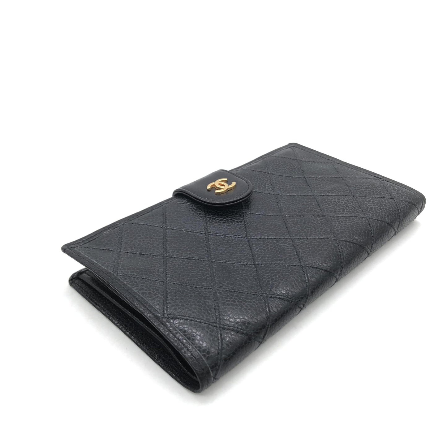 Chanel Black Quilted Leather Long Wallet