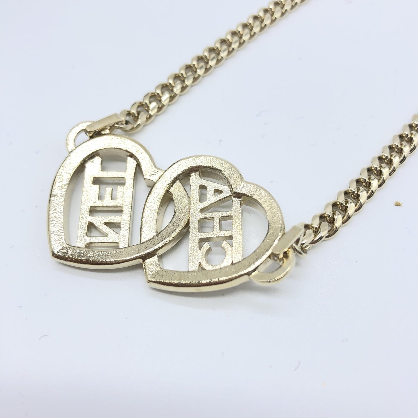 Chanel Gold Tone Heart Choker Necklace With Logo