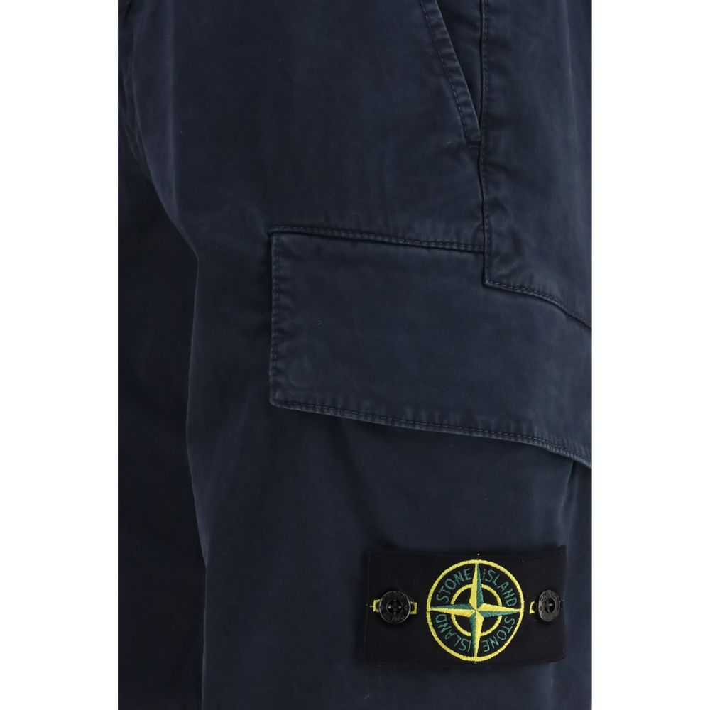 Stone Island Blue Cotton Bermuda Shorts