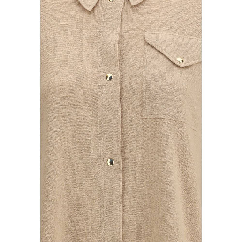 Fabiana Filippi Beige Fleece Wool Dress Shirt
