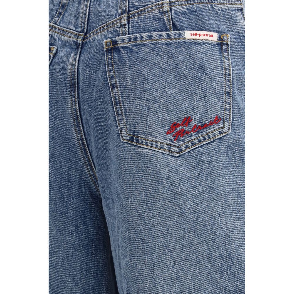 Self-Portrait Blue Cotton Relaxed Fit Jeans