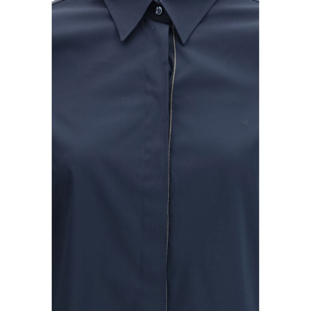 Brunello Cucinelli Blue Cotton Dress Shirt