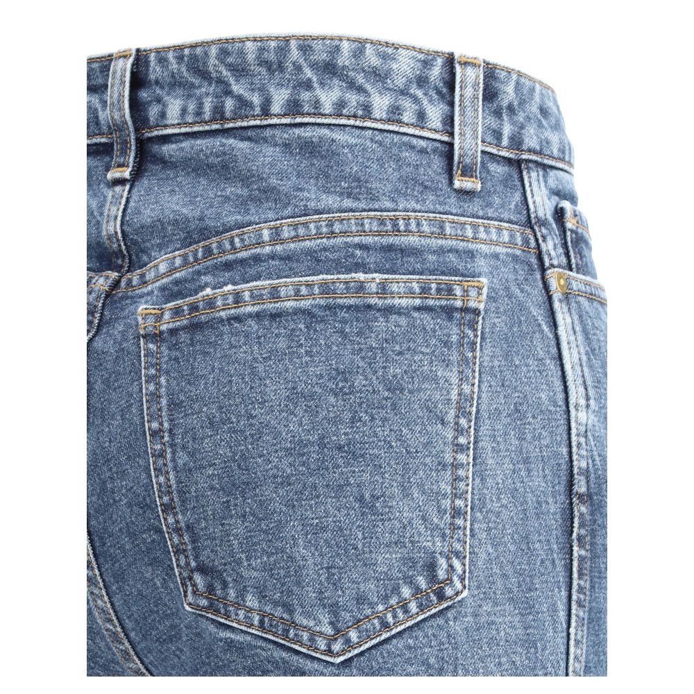 Khaite Blue Cotton High-Waisted Jean