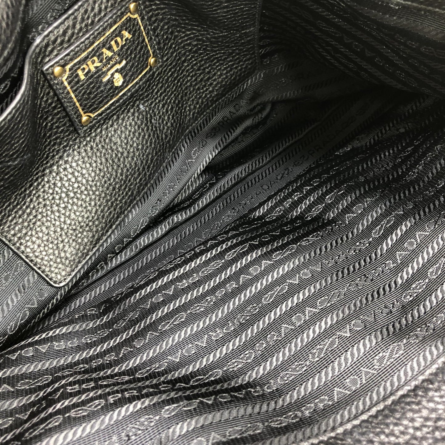 Prada Galleria Vitello Daino Black Leather Top Handle Bag