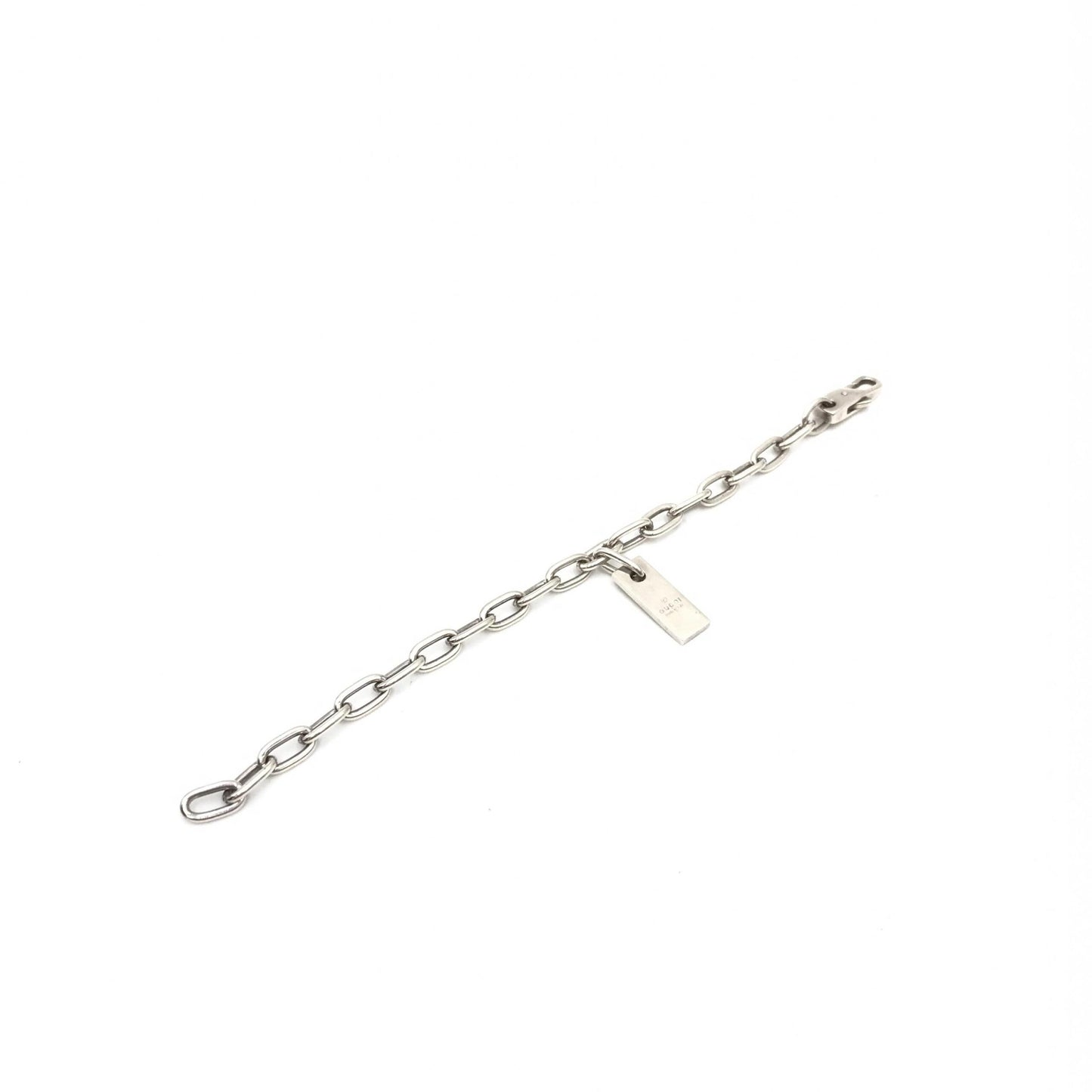 Gucci Sterling Silver Logo Plate Chain Bracelet