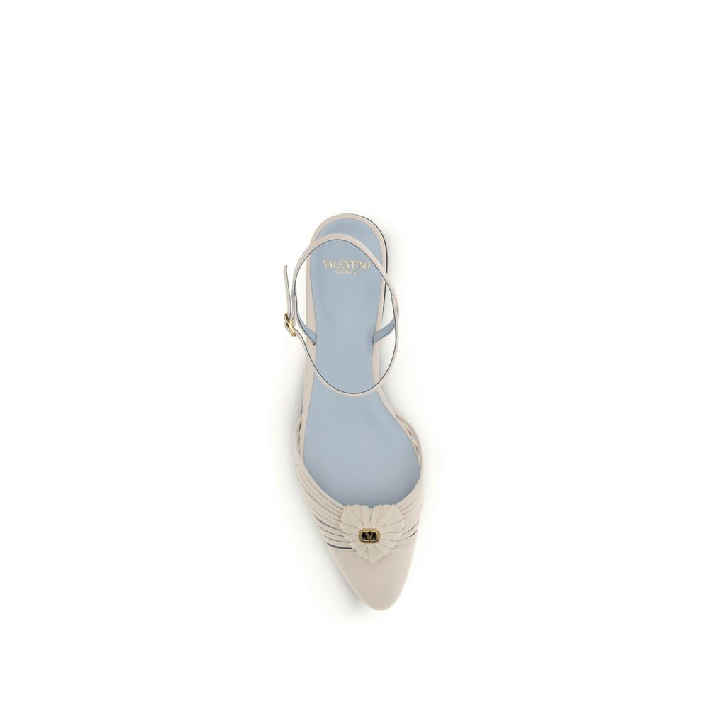 Valentino Garavani Beige Goatskin Ballet Flats