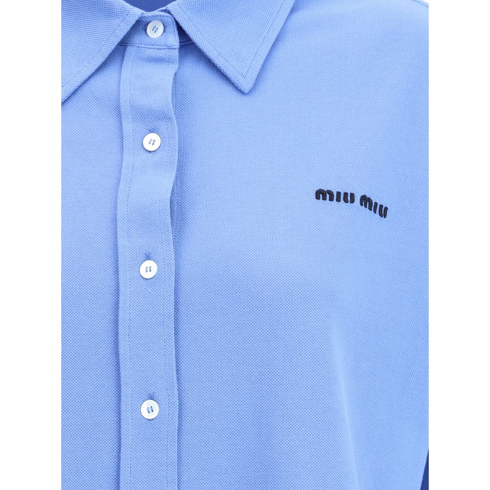 Miu Miu Blue Cotton Dress Shirt