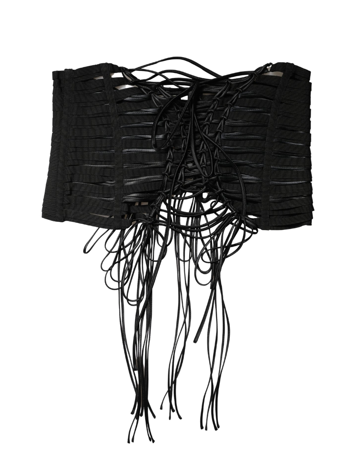 Dolce & Gabbana Black Polyester LaceUp Waist Cincher Corset Top