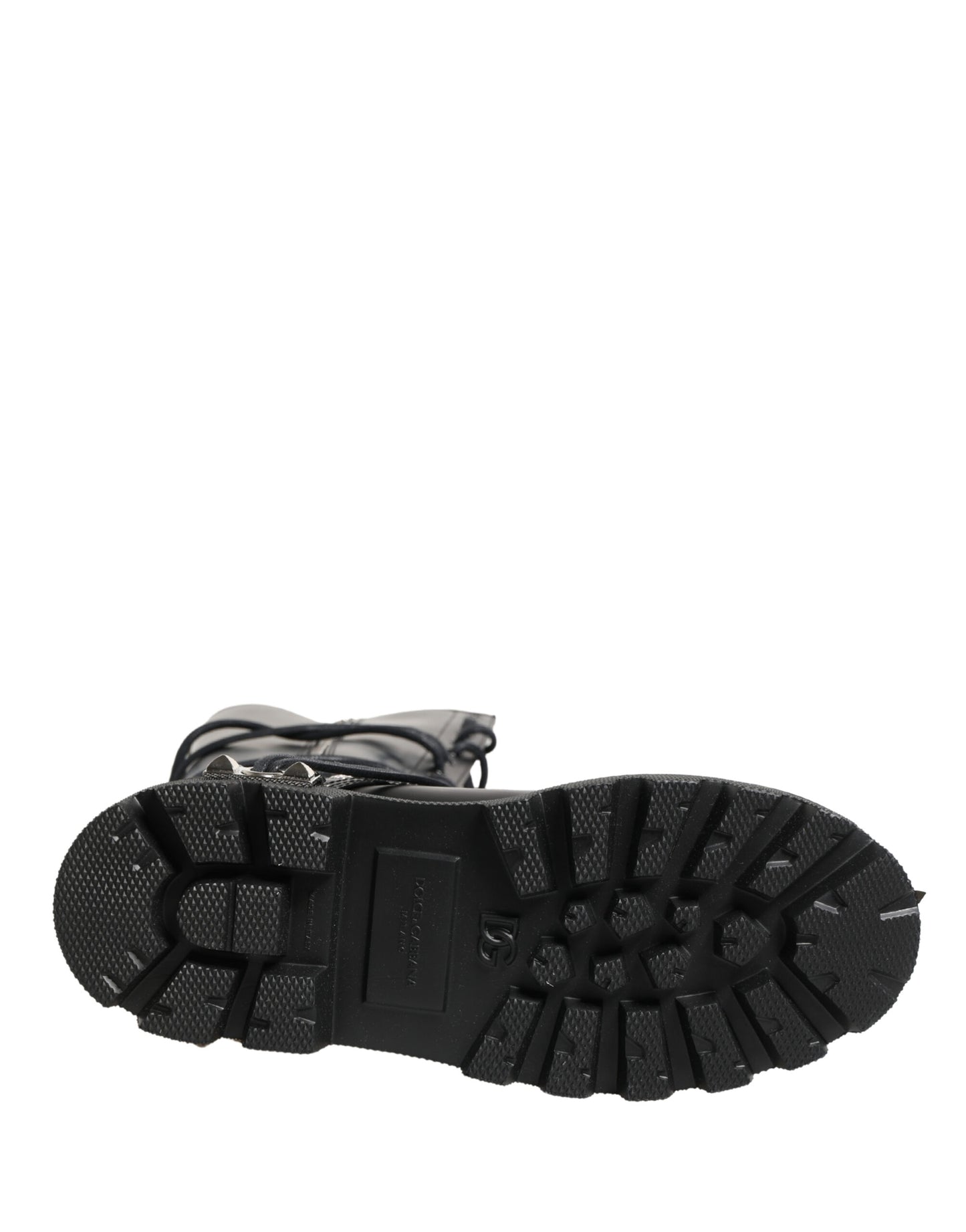 Dolce & Gabbana Black Leather Knee High Combat Boots Shoes