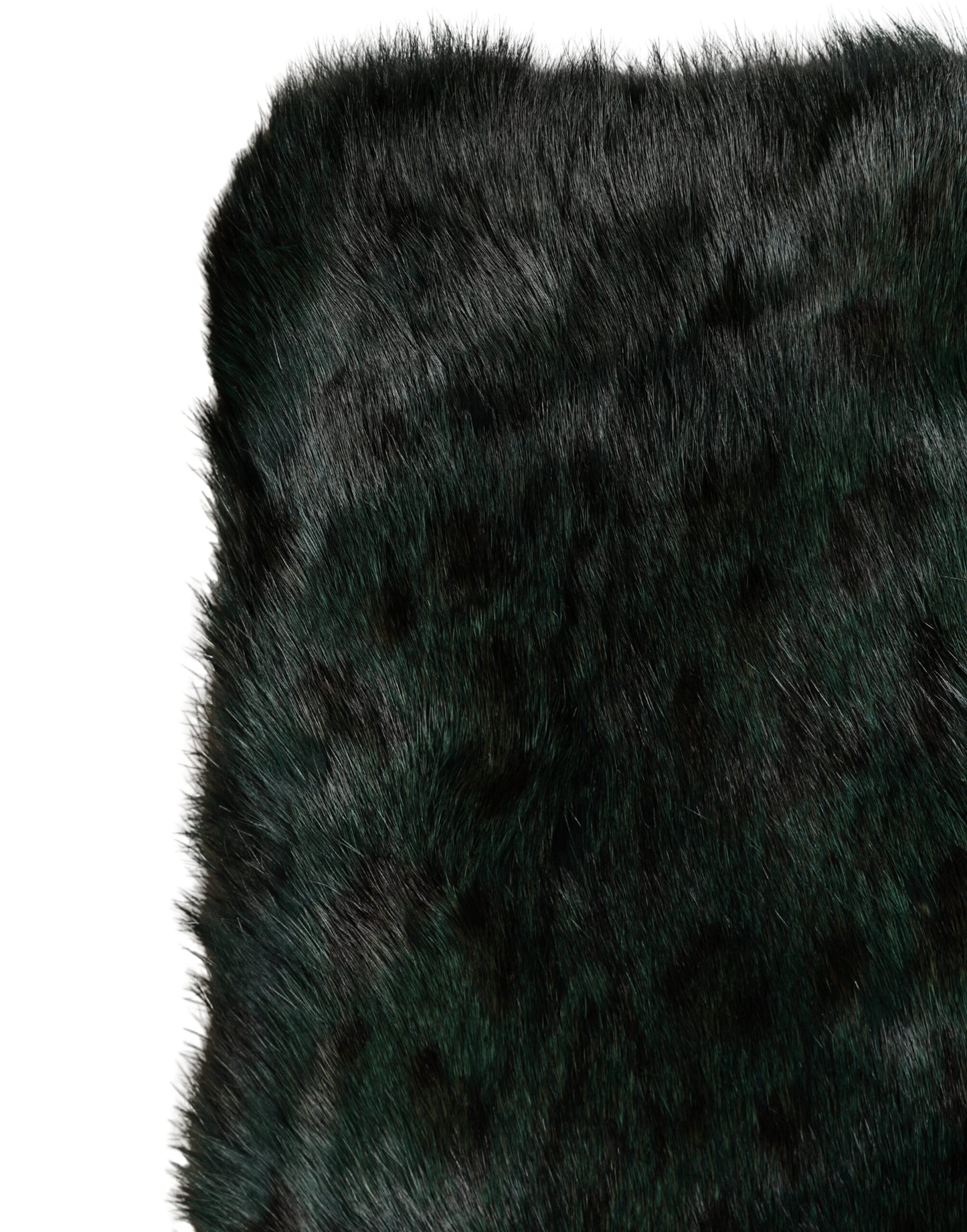 Dolce & Gabbana Black Green Stripe Fur Shawl Neck Wrap 180cm x49cm Scarf