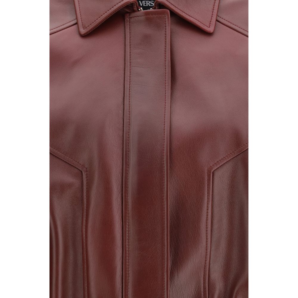 Versace Bordeaux Leather Jacket