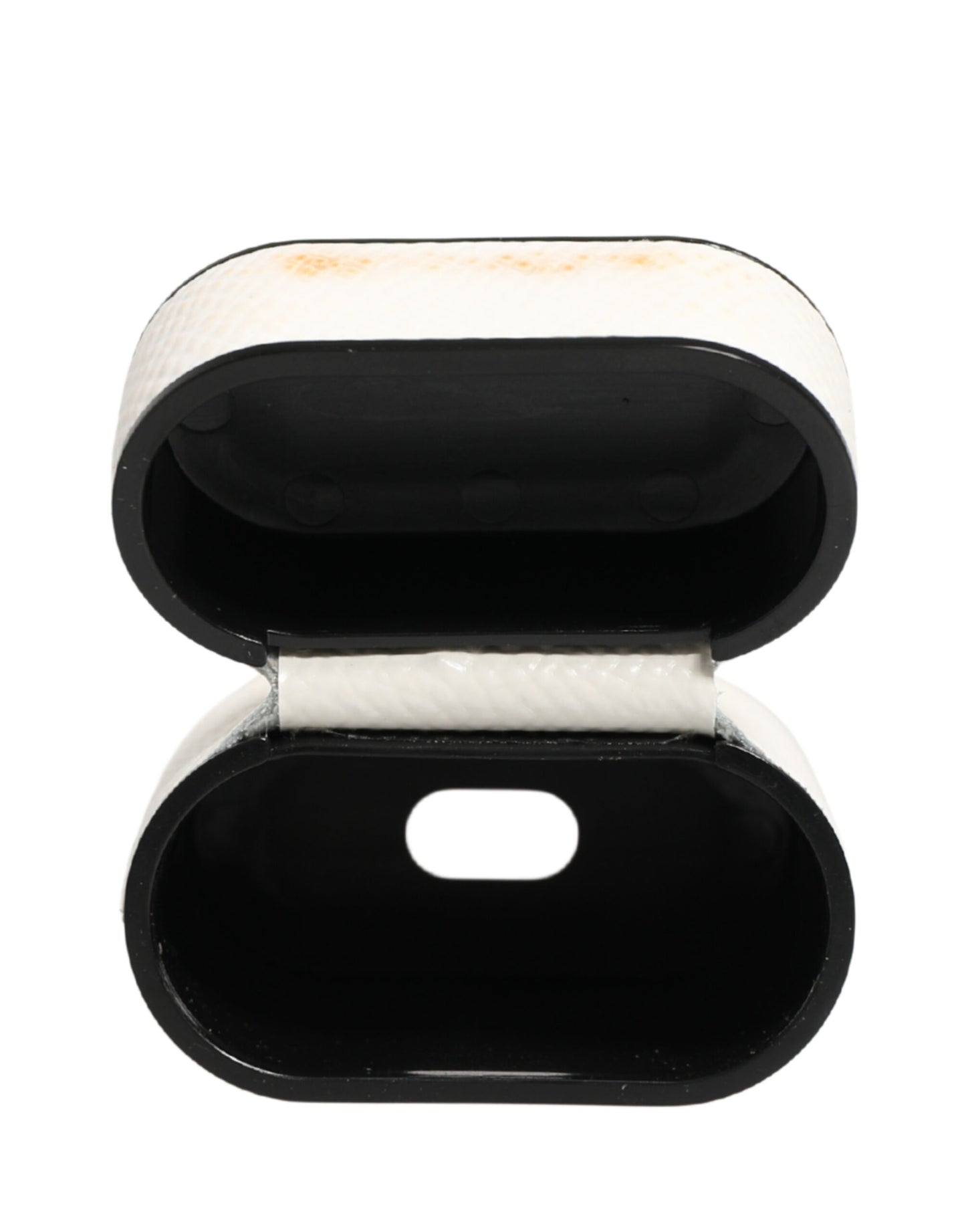 Dolce & Gabbana White Calf Leather Logo Flip Holder Strap Airpods Case