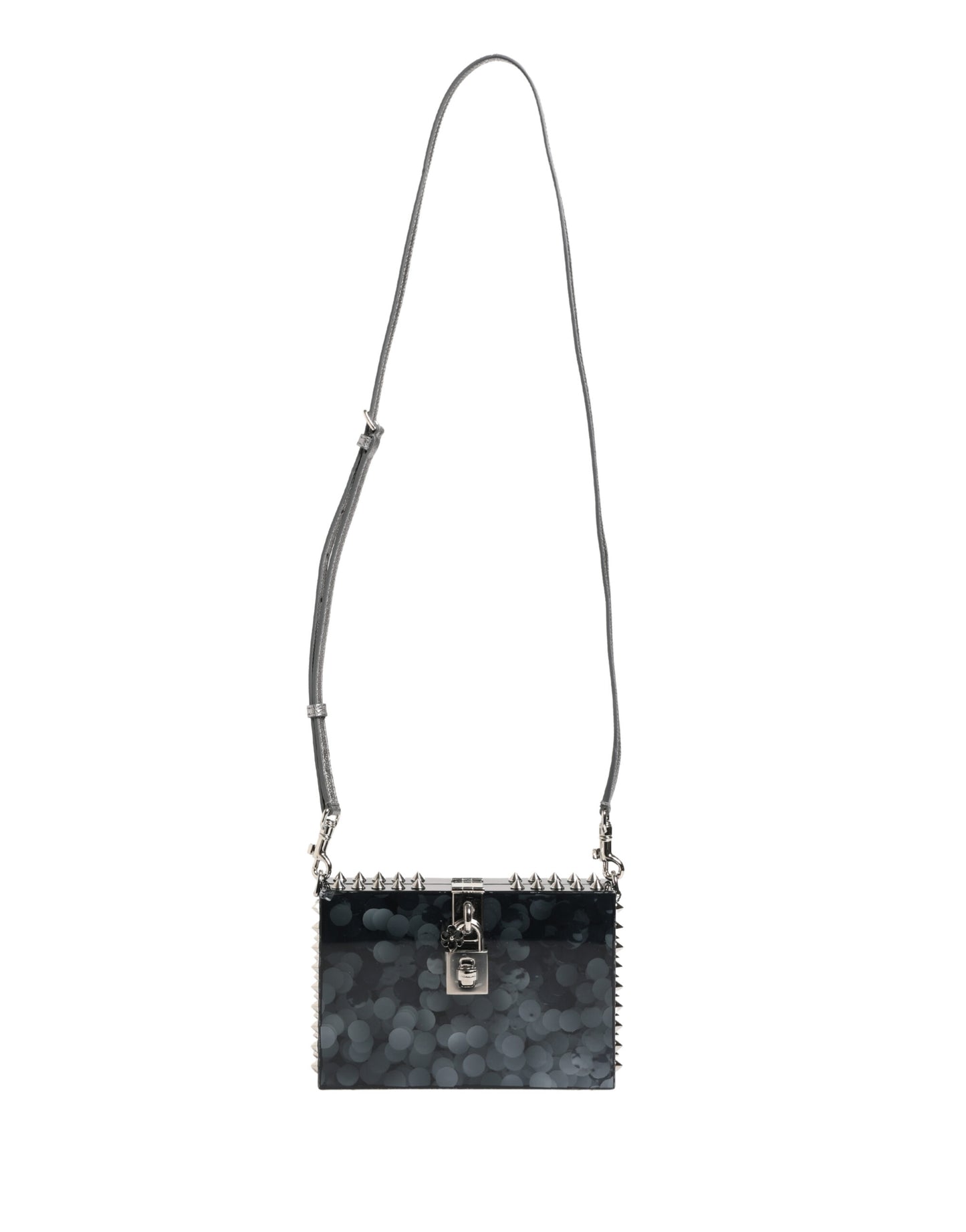Dolce & Gabbana Black Acrylic Plexiglass Studded DOLCE BOX Clutch Bag