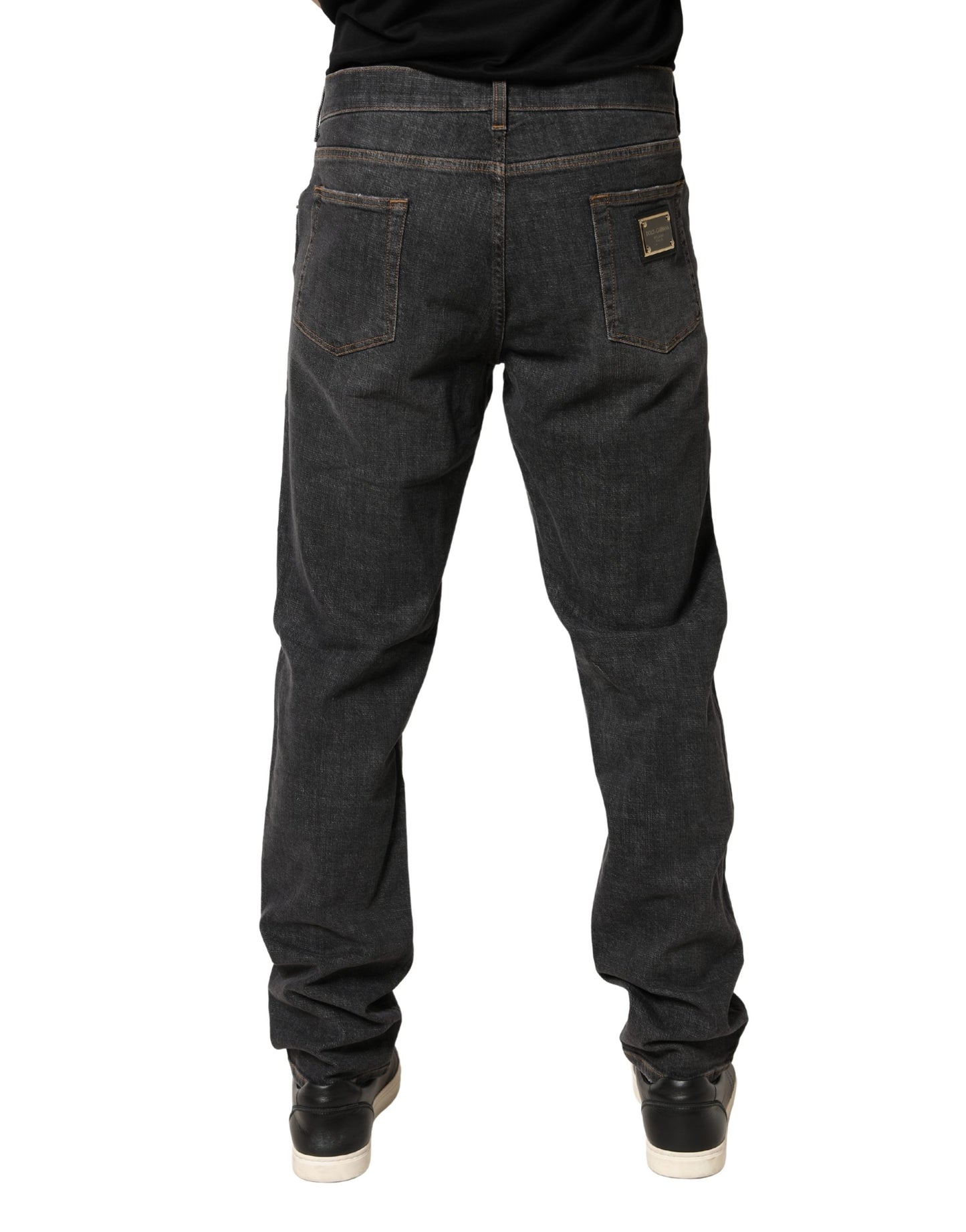Dolce & Gabbana Dark Gray Slim Fit Cotton Men Denim Jeans