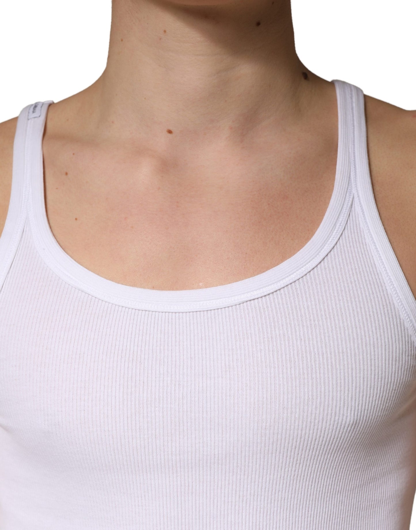 Dolce & Gabbana White Sleeveless Round Neck Tank Top T-shirt