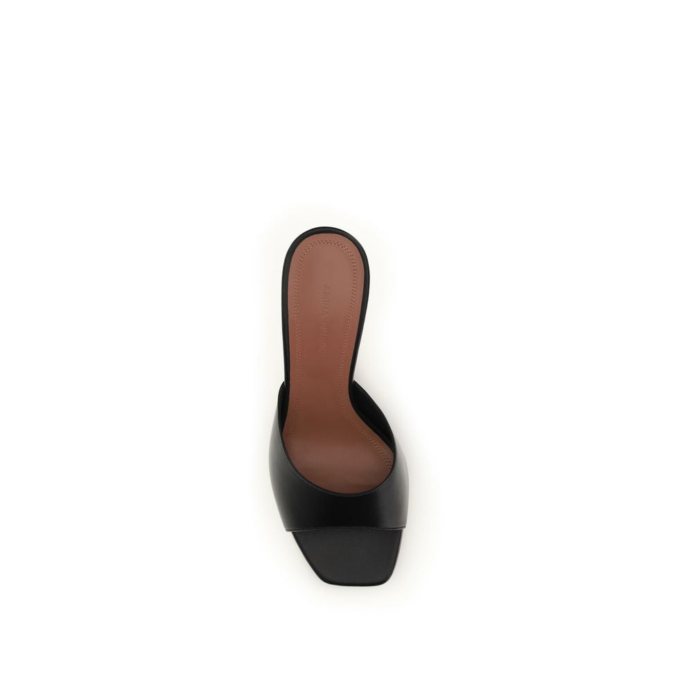 Amina Muaddi Black Lamb Ovis Aries Stiletto Heel Sandals