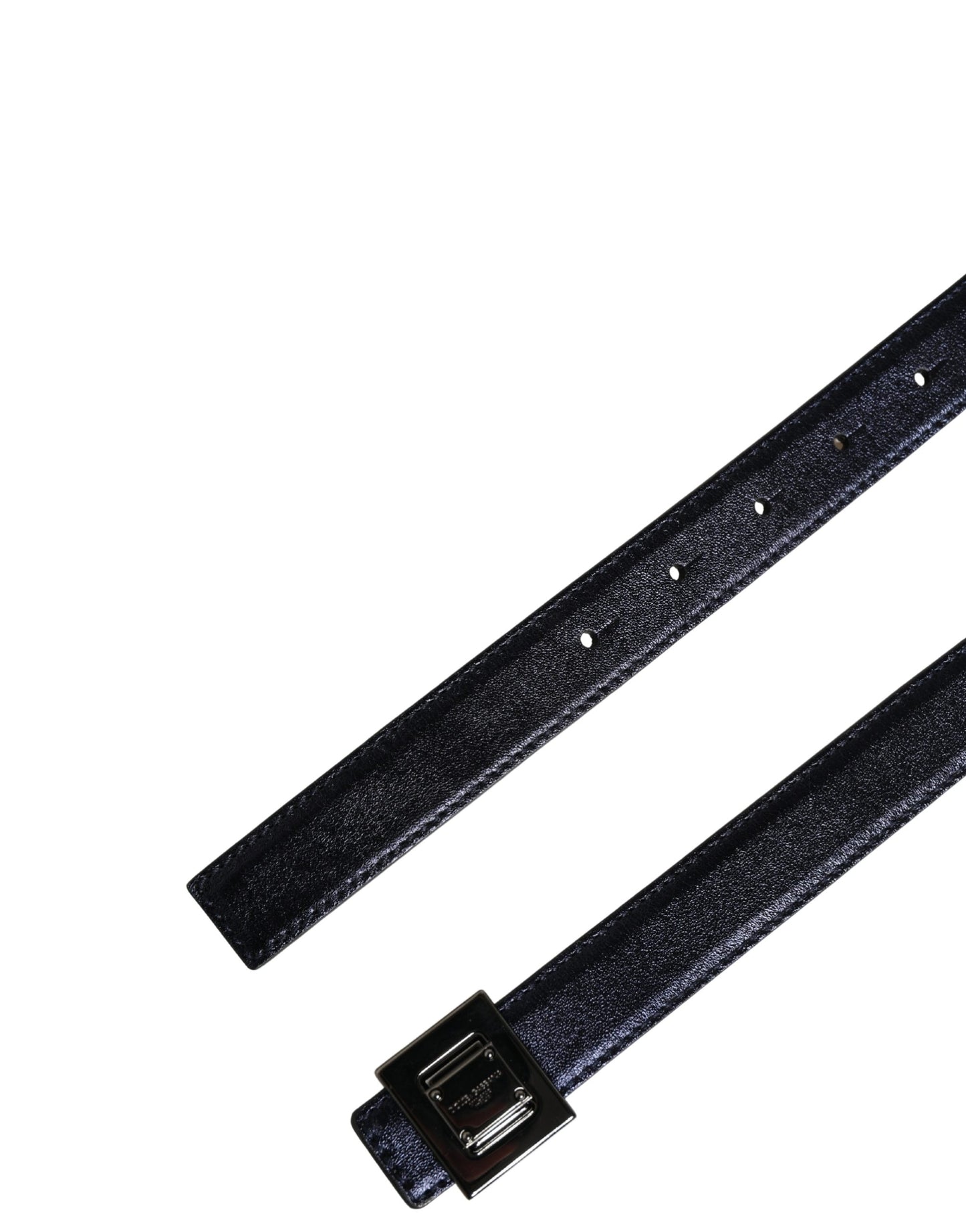 Dolce & Gabbana Men Black Classic Leather Square Buckle Belt