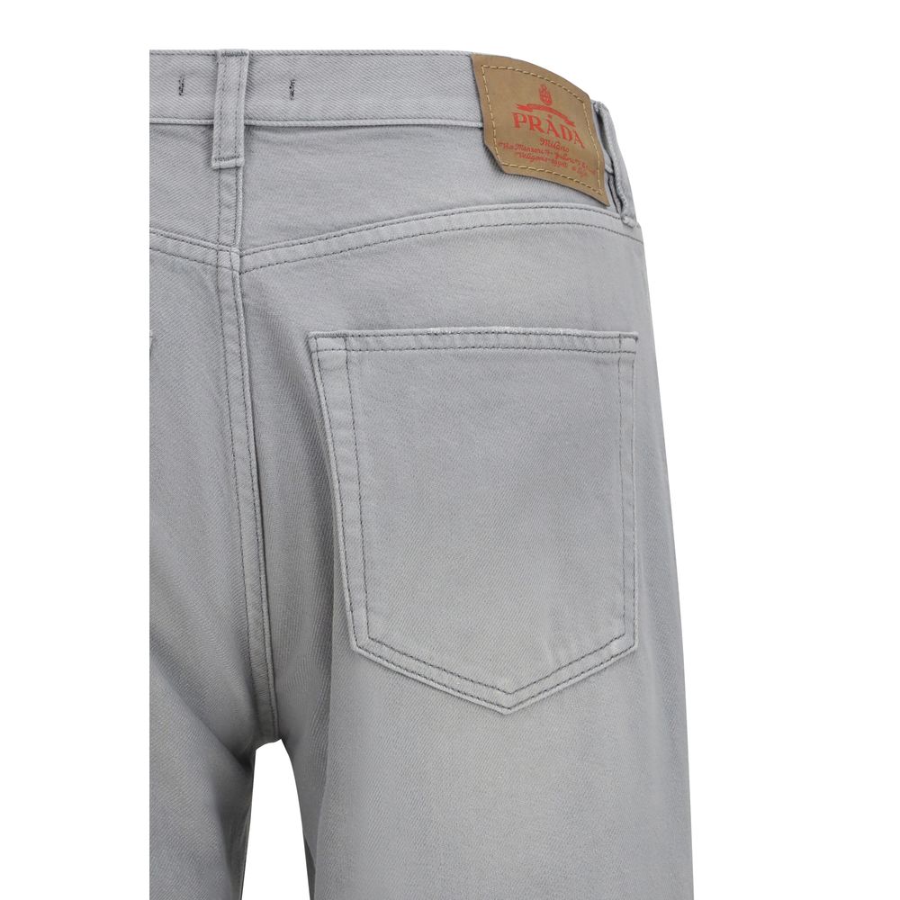 Prada Gray Cotton Straight-Leg Jeans