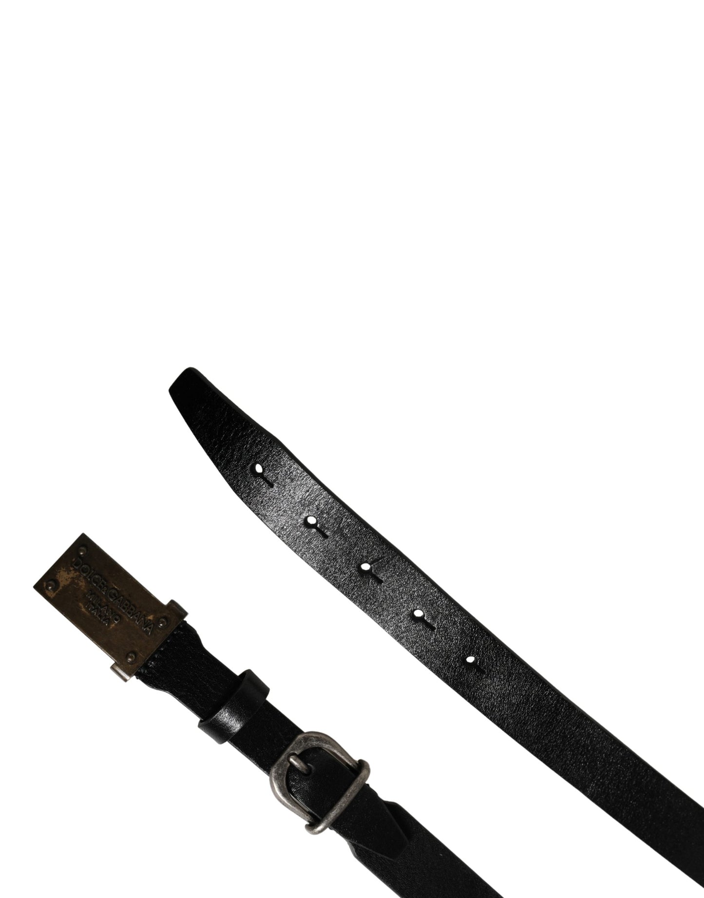Dolce & Gabbana Men Black Classic Leather Logo Buckle Belt