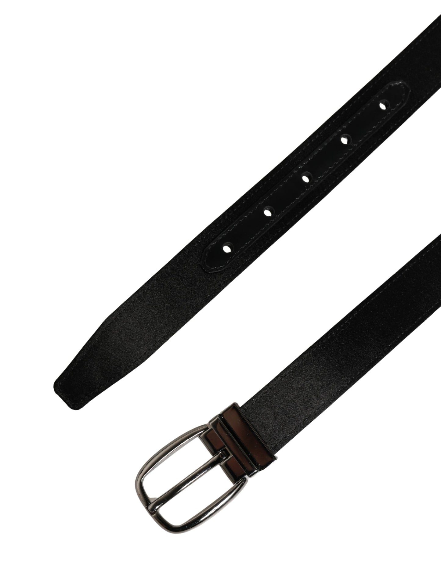 Dolce & Gabbana Men Black Classic Leather Metal Buckle Belt