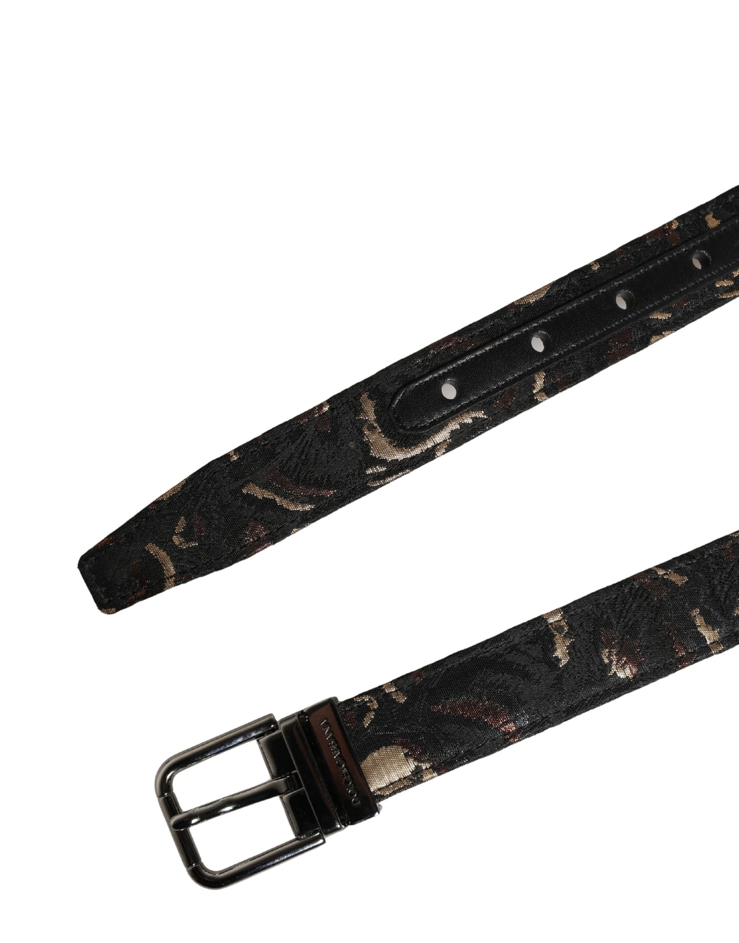 Dolce & Gabbana Multicolor Jacquard Silver Metal Buckle Belt