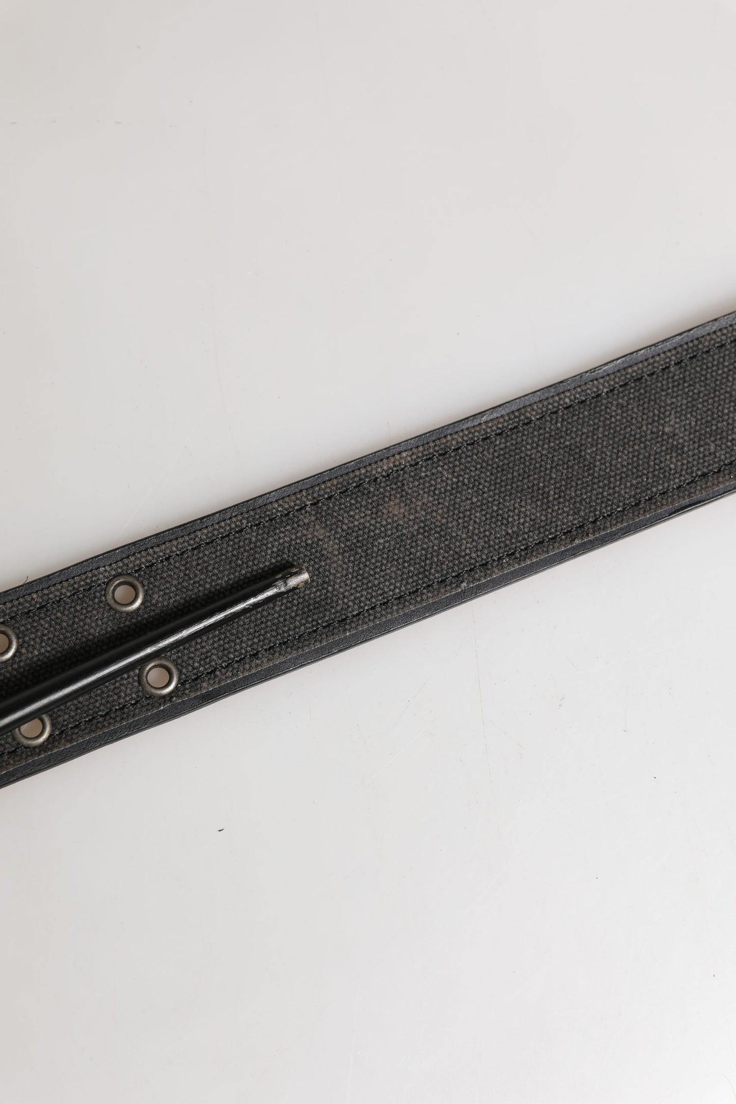 Ermanno Scervino Black Leather Cotton Logo Metal Buckle Belt