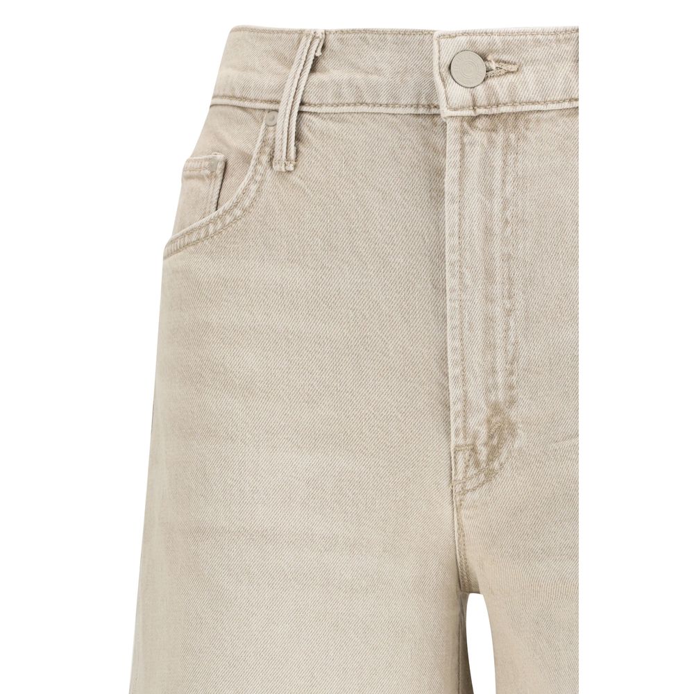 Mother Denim Beige Cotton Flared Jeans