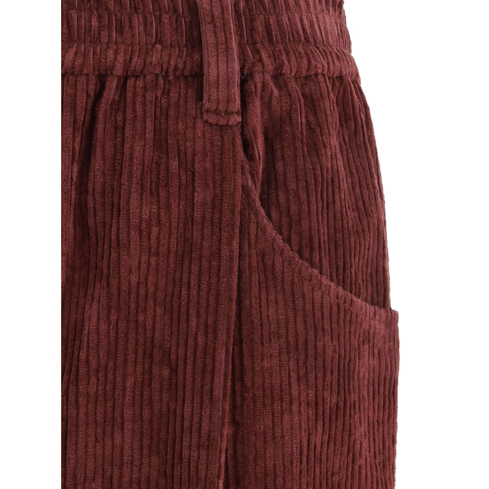 Brunello Cucinelli Bordeaux Cotton Casual Pants