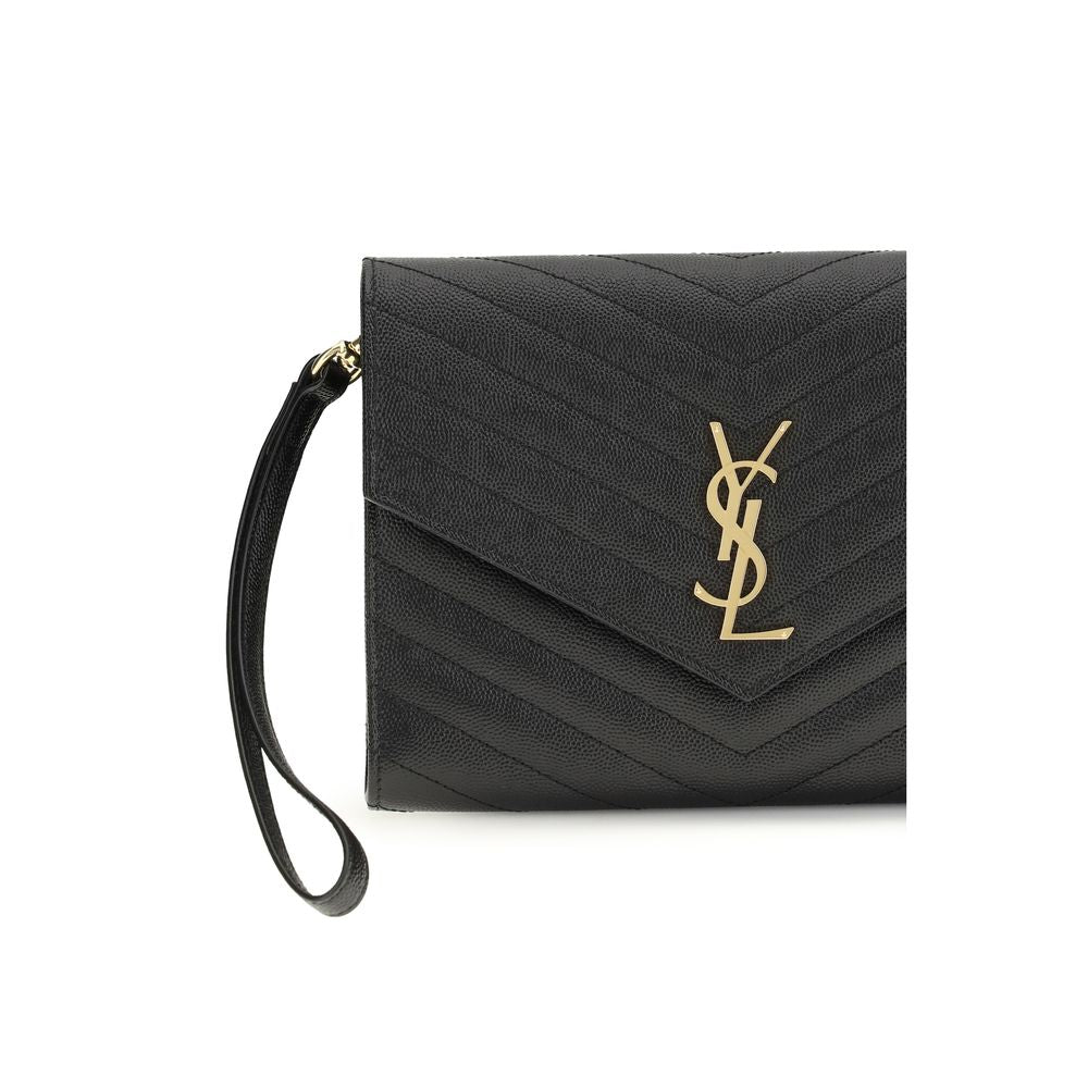 Saint Laurent Black Calf Leather Bos Taurus Clutch Bag