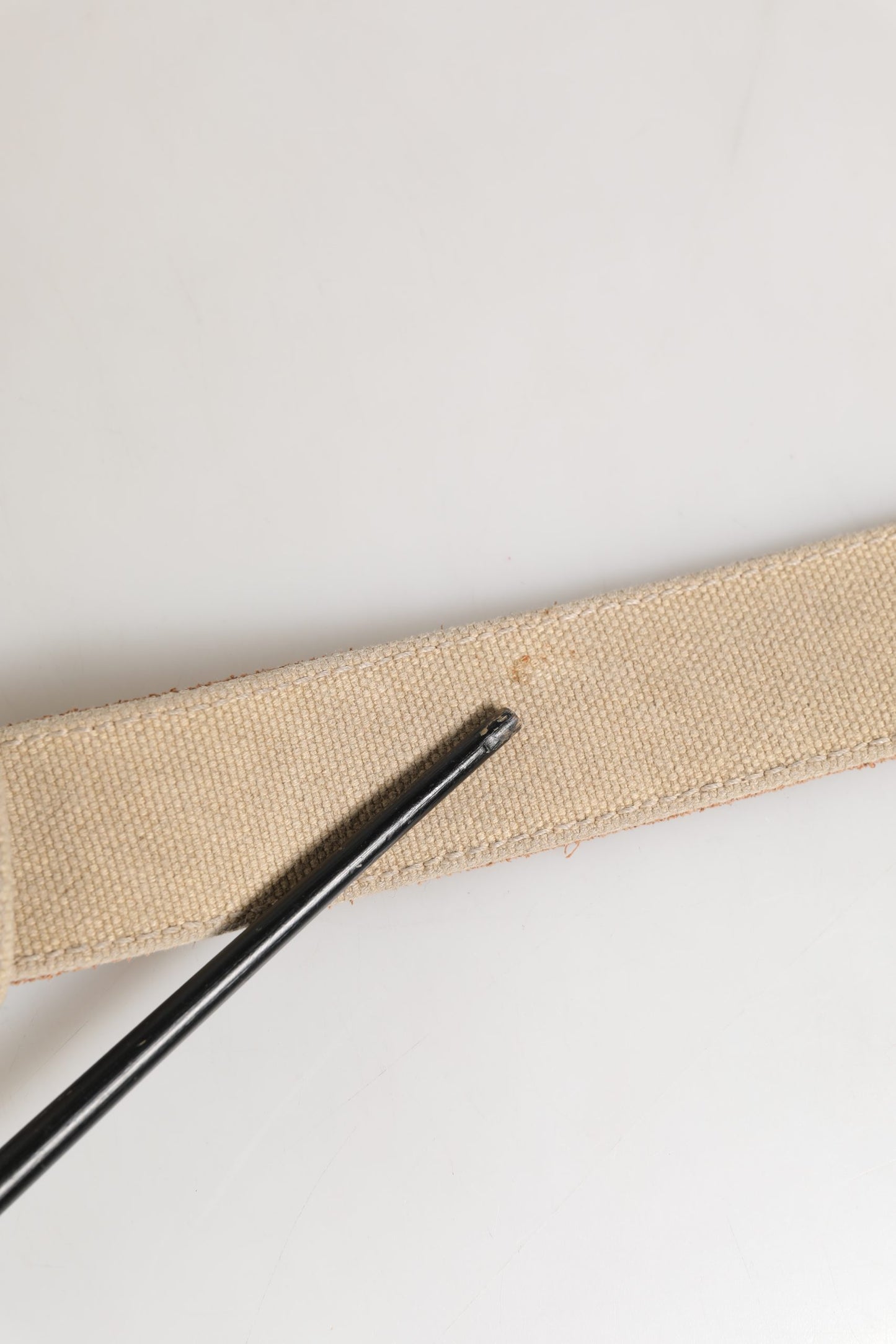 GF Ferre Men Beige Canvas Silver Metal Buckle Cintura Belt