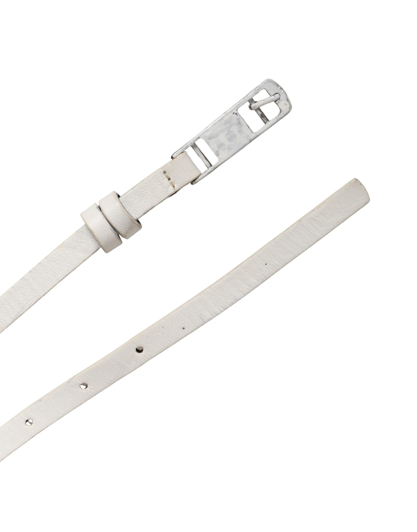 Costume National White Leather Studded Cintura Belt