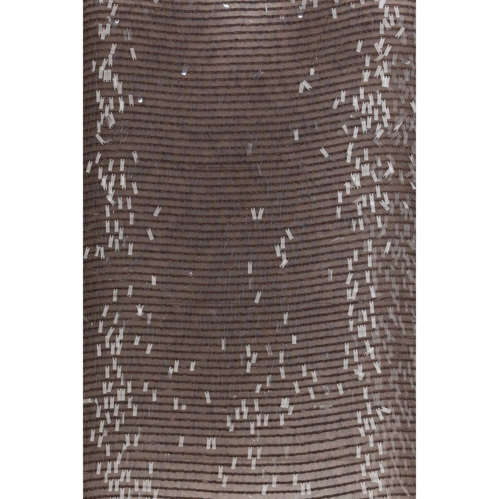 Brunello Cucinelli Brown Silk Sleeveles T-Shirt