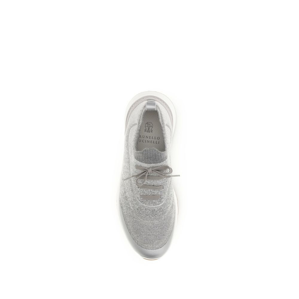 Brunello Cucinelli Gray Cotton Athletic Sneakers