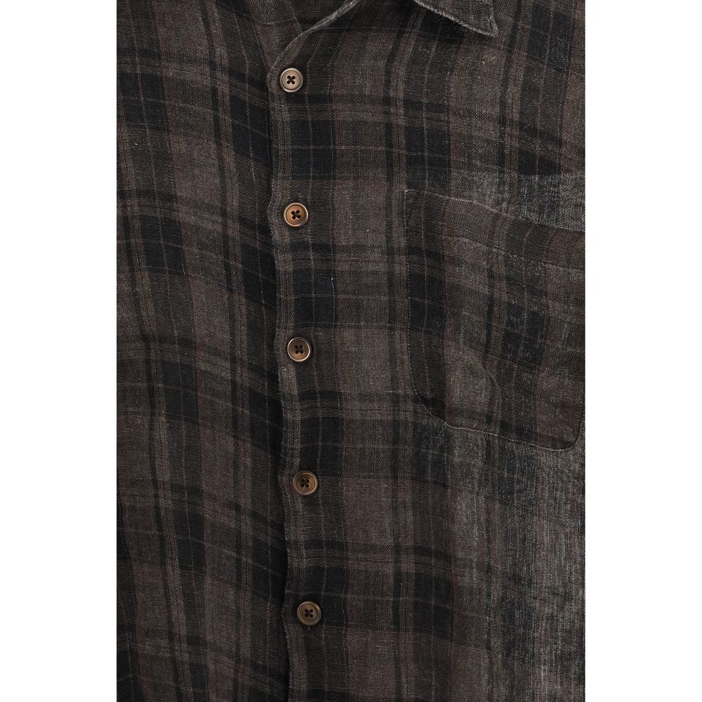 Our Legacy Brown Linen Pattern Shirt