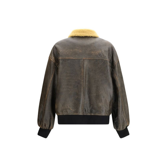 Khaite Brown Lamb Ovis Aries Aries Biker Jacket