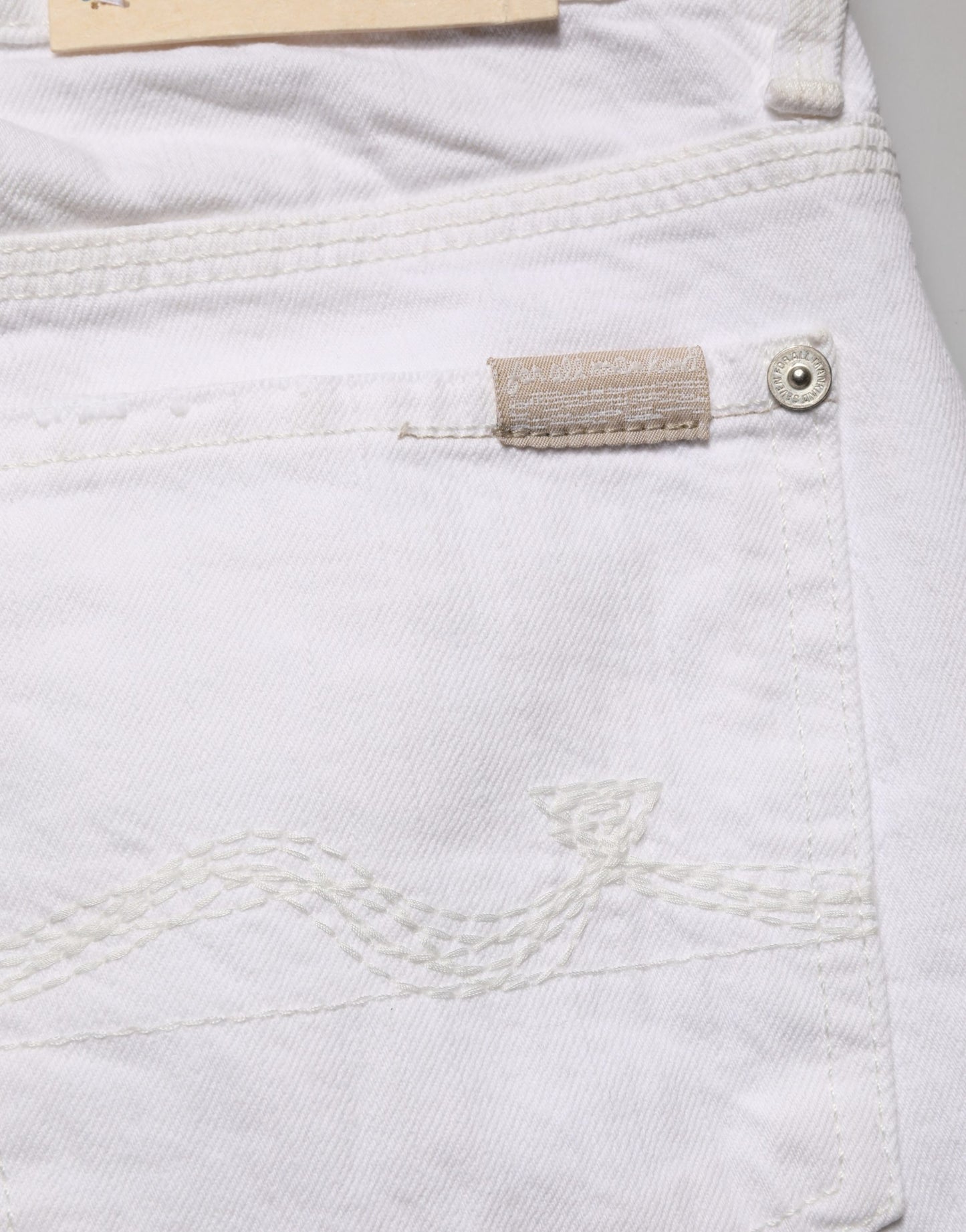 7 For All Mankind White Mid Waisted Skinny Denim Trouser Jeans