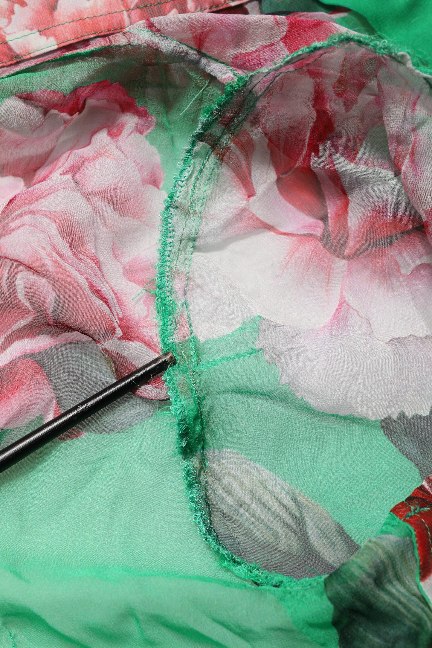 Dolce & Gabbana Green CarnationPrint Silk Collared Blouse Top