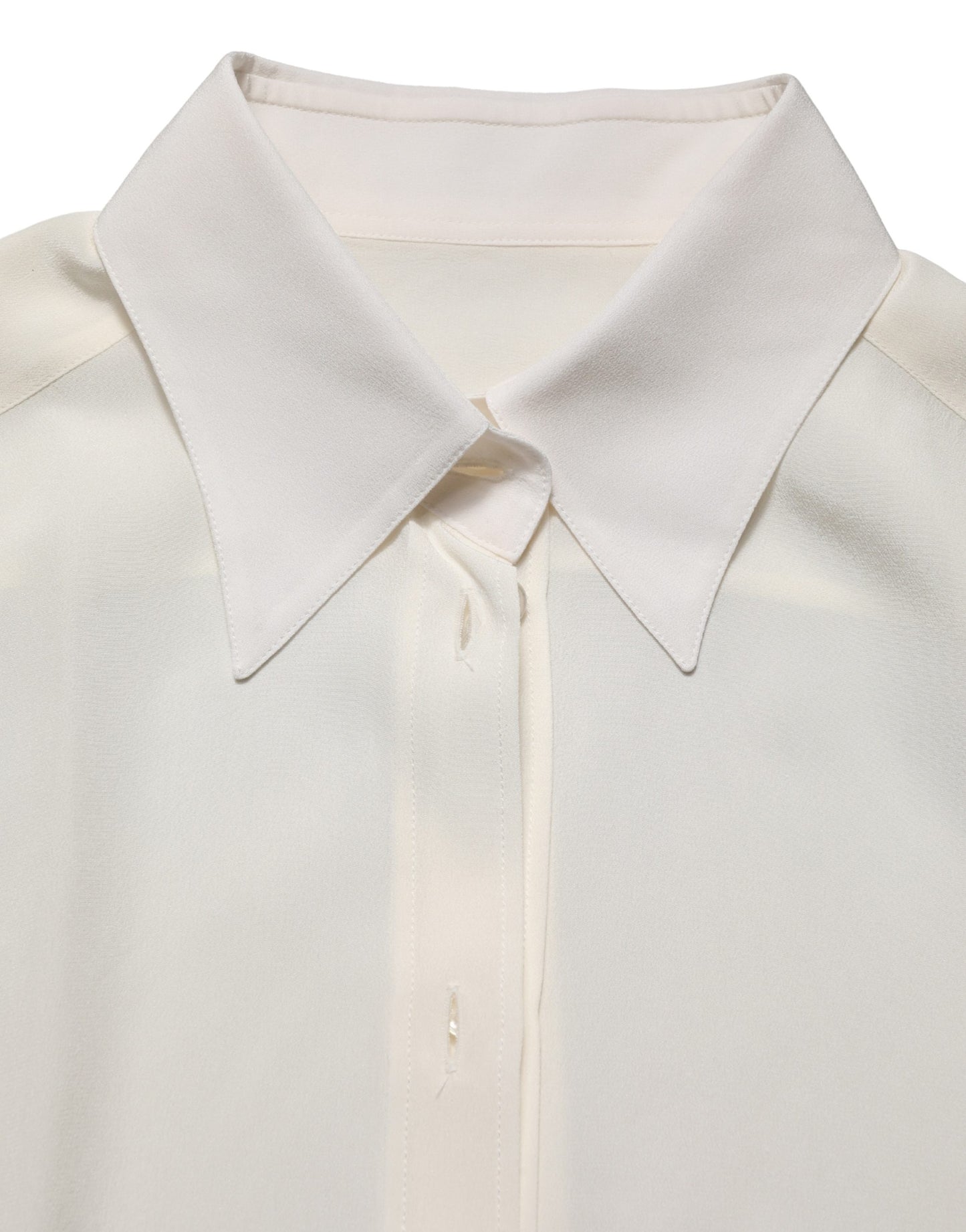 Dolce & Gabbana Off White Collared Long Sleeves Blouse Top