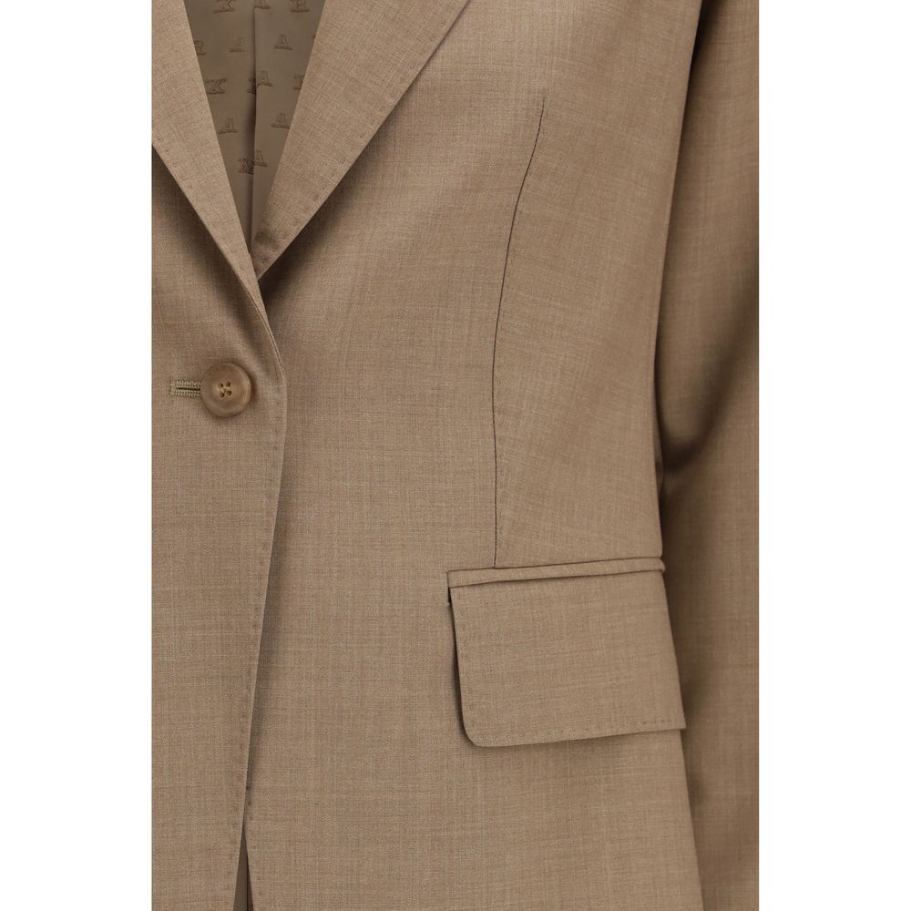 Max Mara Beige Fleece Wool Blazer
