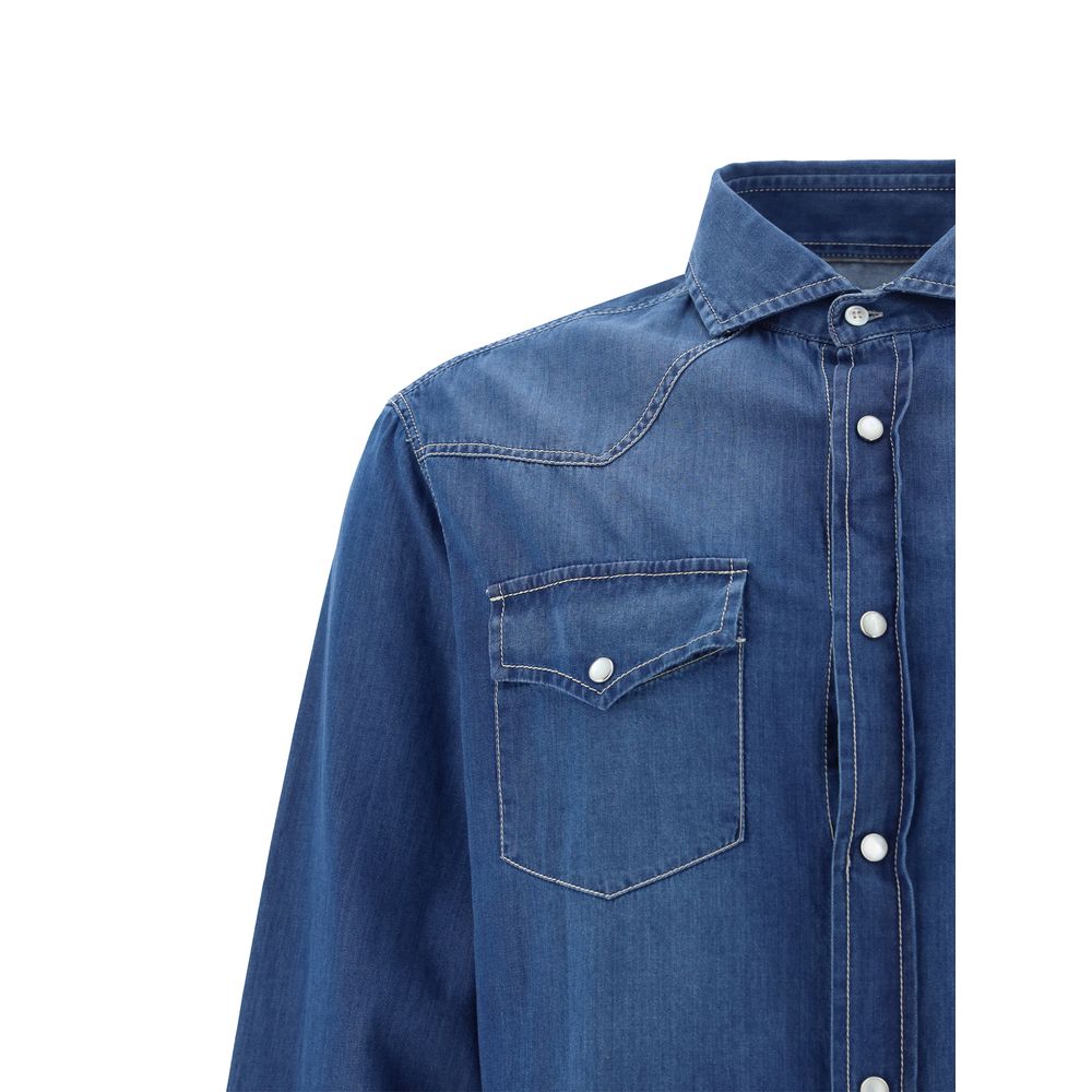 Brunello Cucinelli Blue Denim Shirt