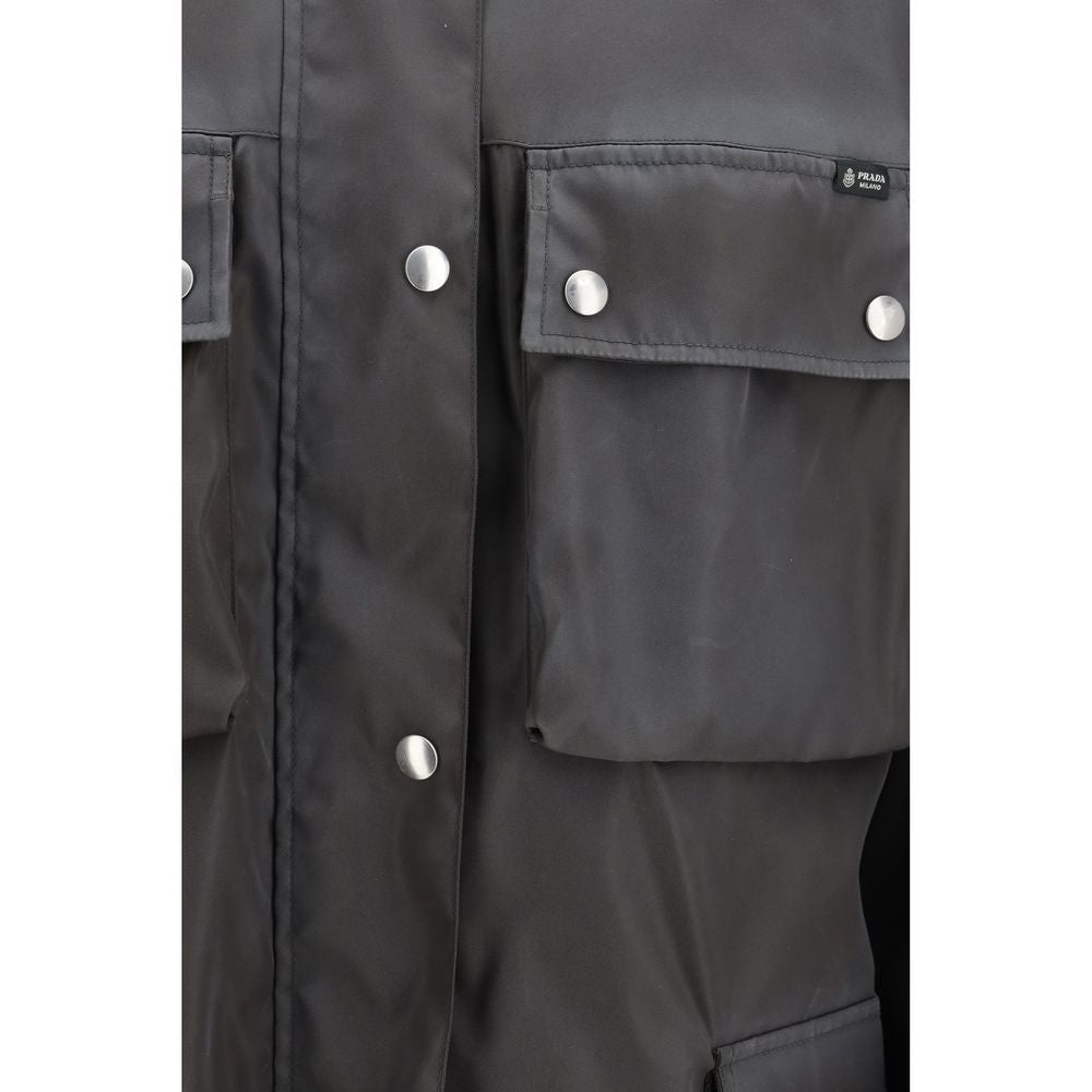 Prada Gray Recycled Polyamide Shell Jacket