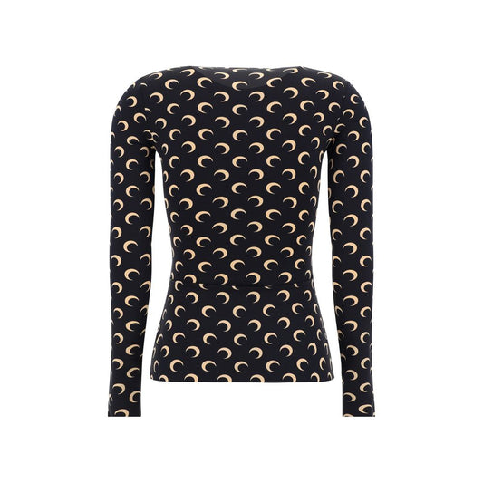 Marine Serre Black Polyamide Long Sleeve T-Shirt