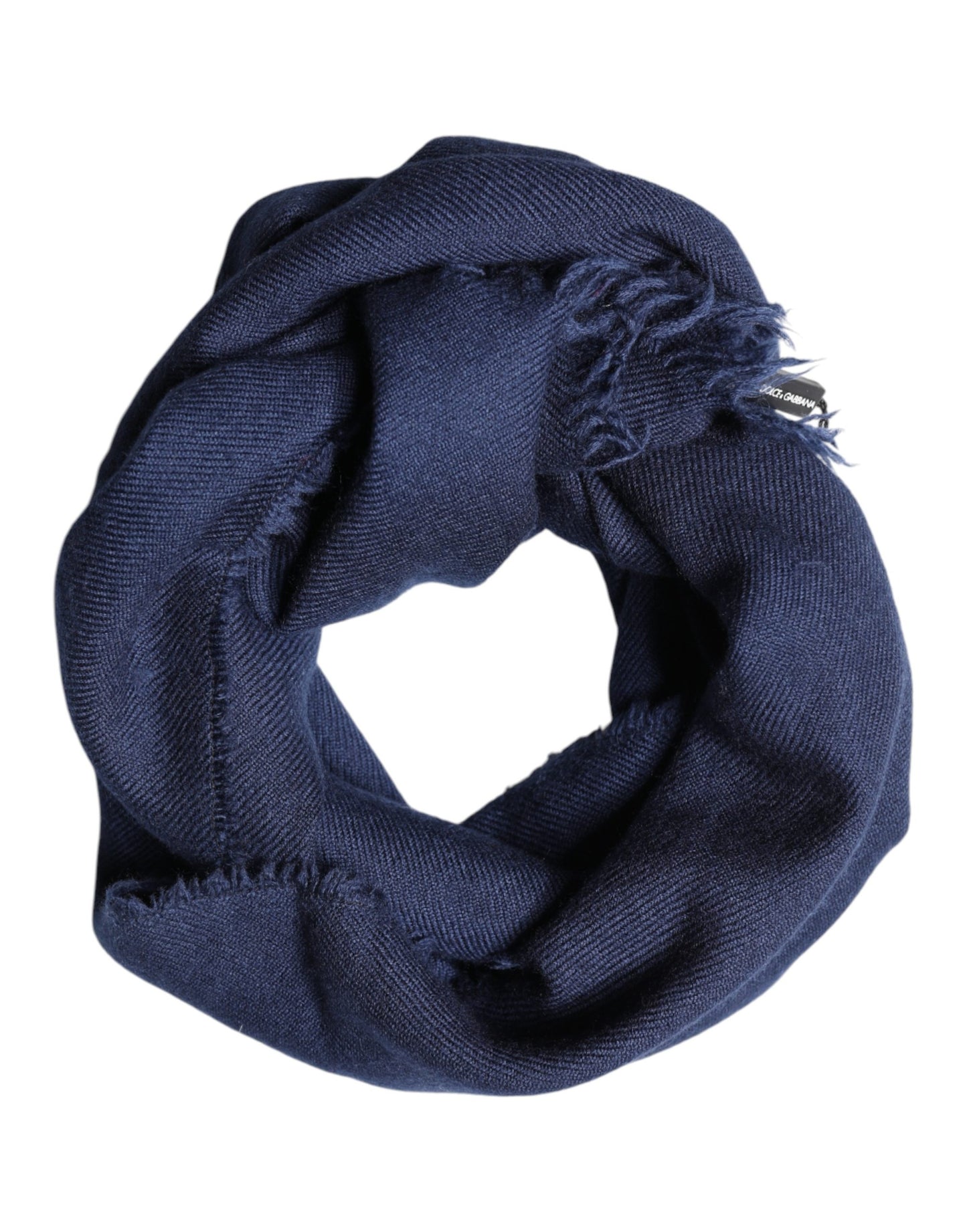 Dolce & Gabbana Blue Cashmere Fringes Wrap Foulard 70cm x 200cm Scarf Men