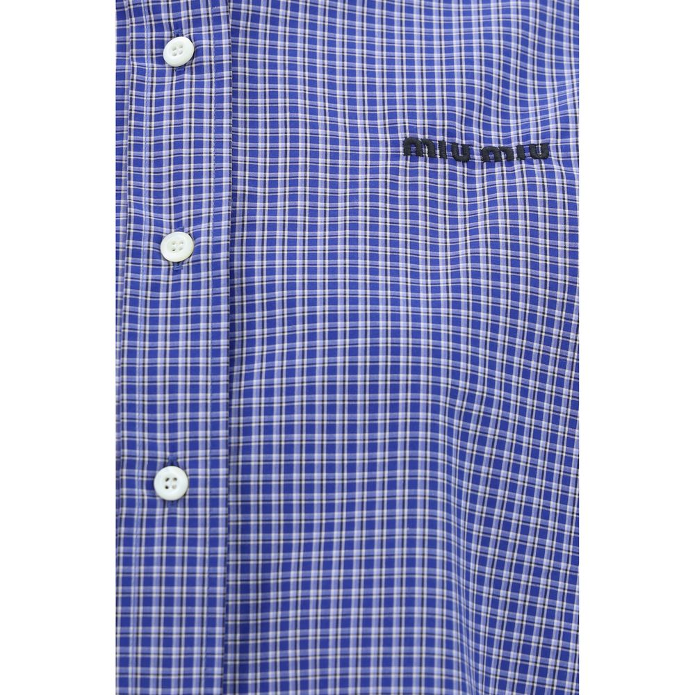Miu Miu Blue Cotton Pattern Shirt