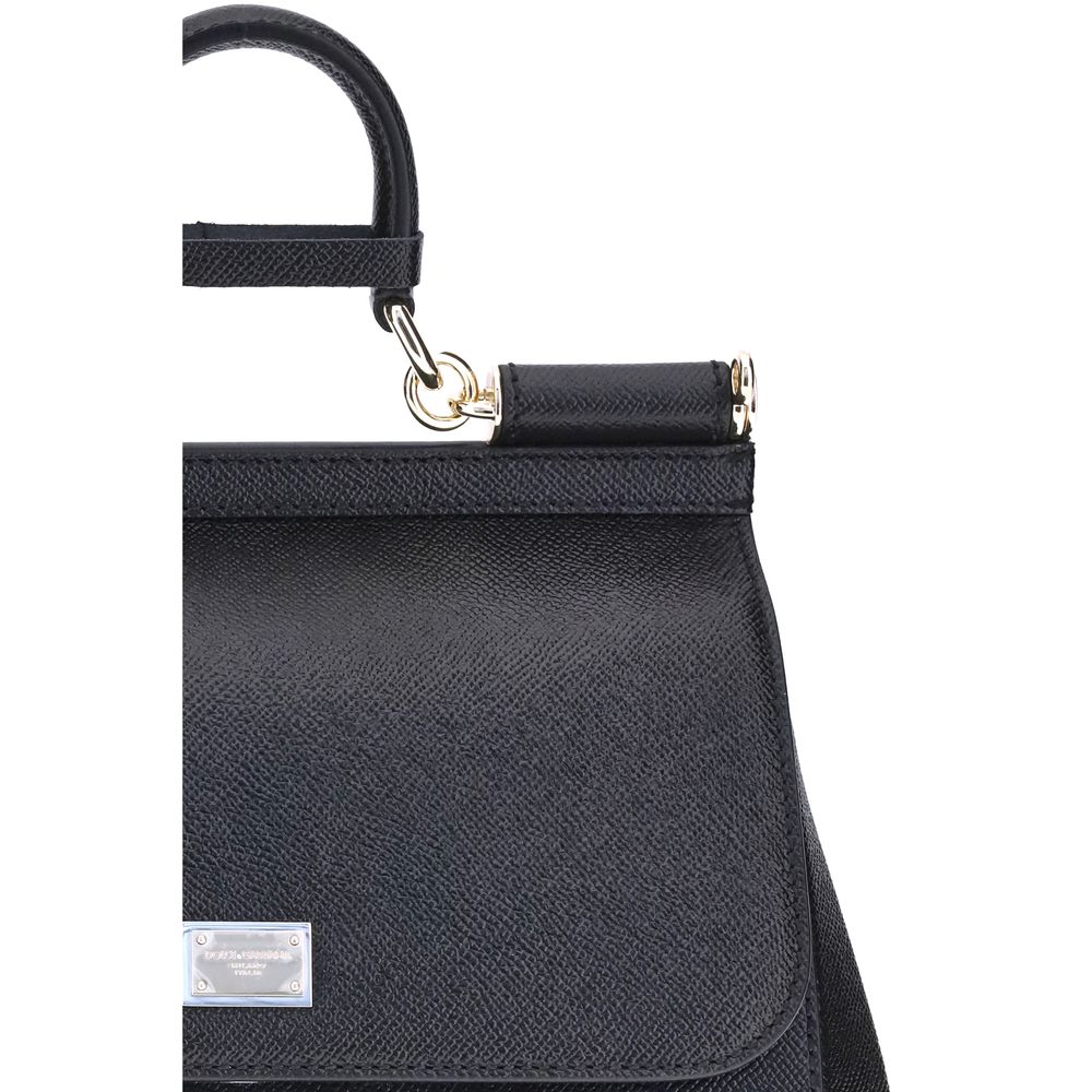 Dolce & Gabbana Black Calf Leather Bos Taurus Handbag