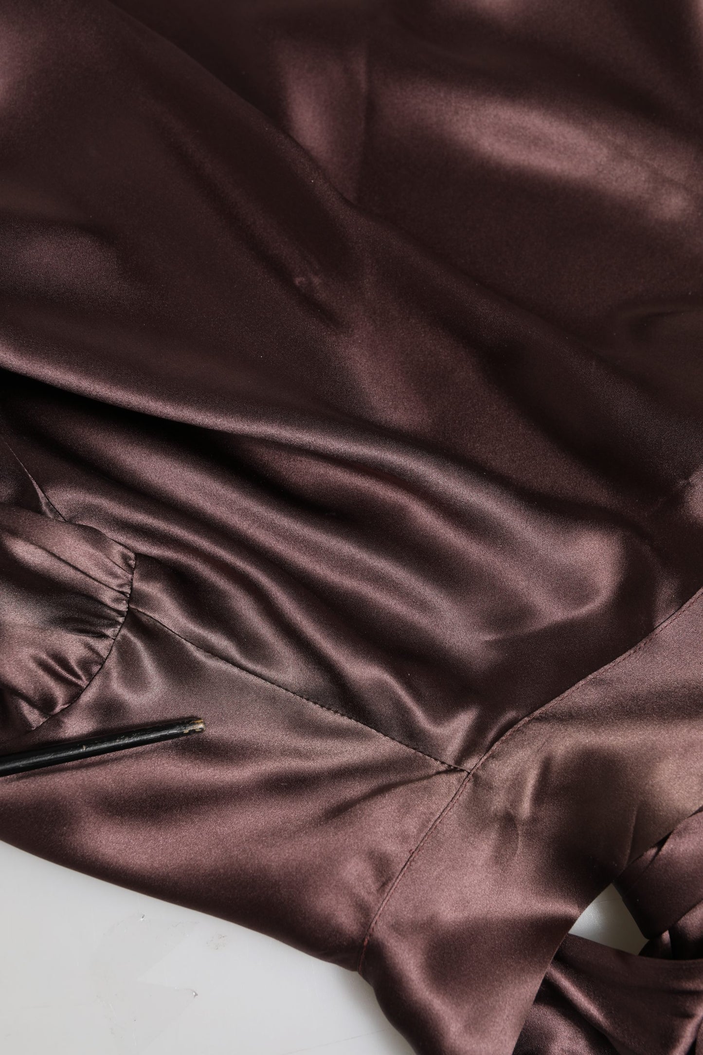 Dolce & Gabbana Violet Satin Long Sleeve Ascot Tie Shirt Top