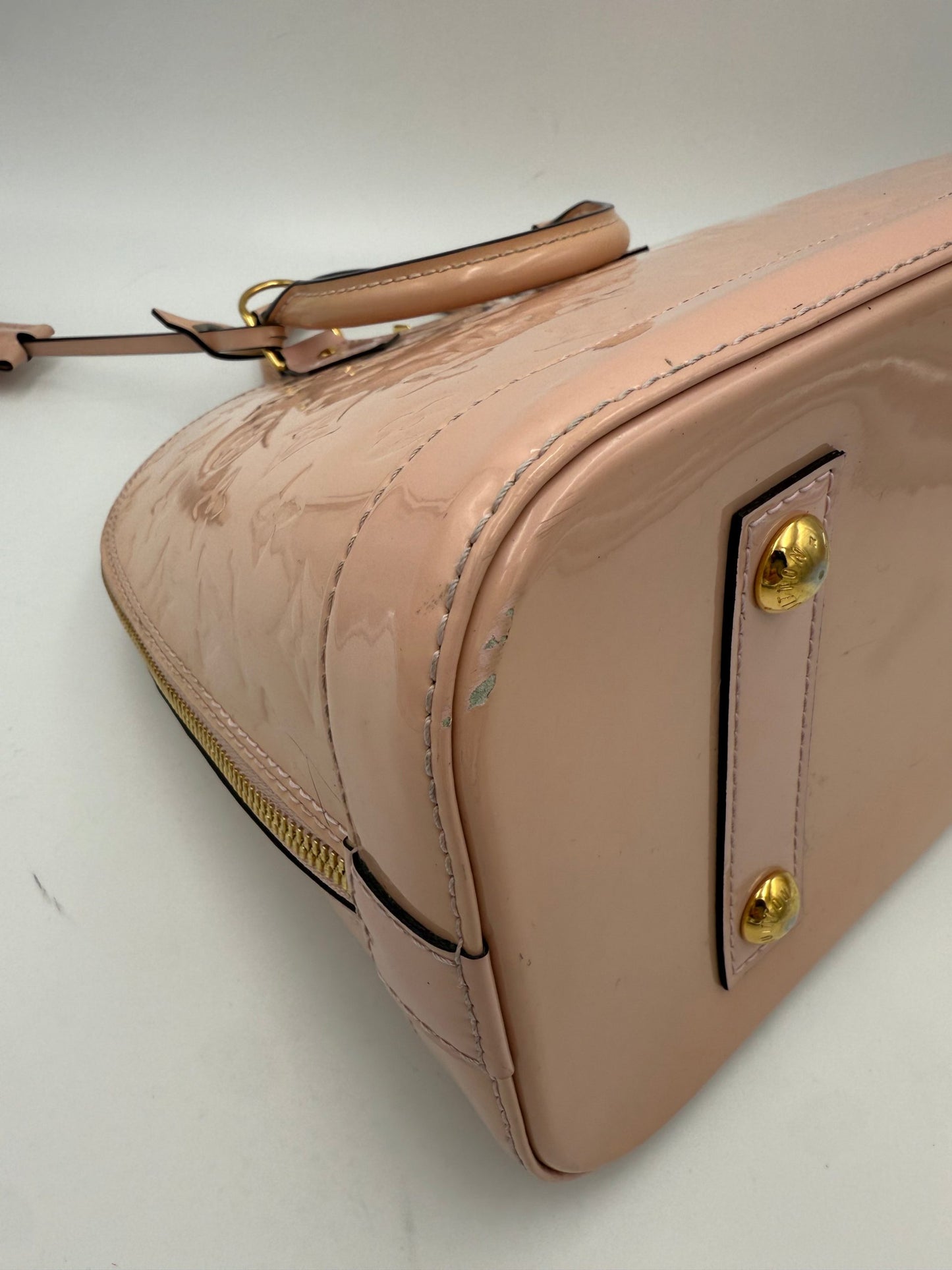 Louis Vuitton LOUIS VUITTON Alma MM Pink Patent Monogram Handbag